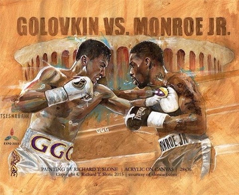 Ричард Т.Слоун Головкин-Монро жекпе-жегіне арнап сурет салды