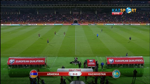 Футбол. Армения-Қазақстан матчының бірінші таймы аяқталды