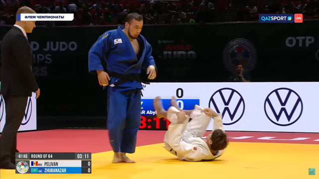 Дзюдо | Абылайхан Жұбаназар — Петру Пеливан | Чемпионат мира | 1/32 | 81 кг