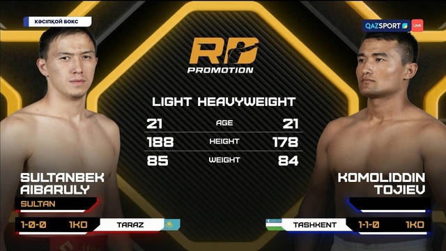 Комолиддин Тоджиев — Султанбек Айбарулы | Профессиональный бокс | UBO World Title Fight