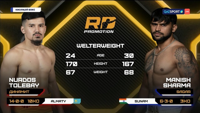 Маниш Шарма — Нурдос Толебай | Профессиональный бокс | UBO World Title Fight
