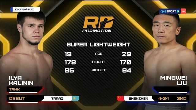 Илья Калинин — Мен Вей Лю | Профессиональный бокс | UBO World Title Fight