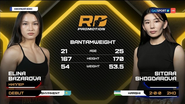 Элина Базарова — Ситора Шогдарова | Профессиональный бокс | UBO World Title Fight