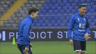 Предматчевая тренировка сборной Казахстана