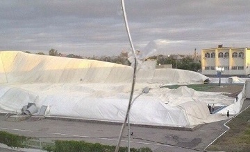 Дауылдан Сәтбаев қаласындағы стадион зардап шекті