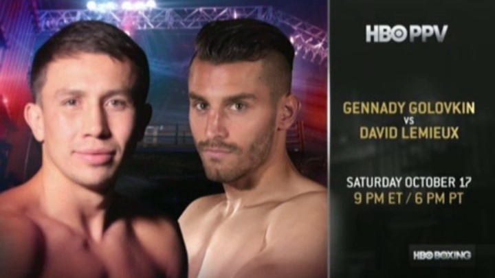 Геннадий Головкин канадалық боксшы Давид Лемьемен жұдырықтасады