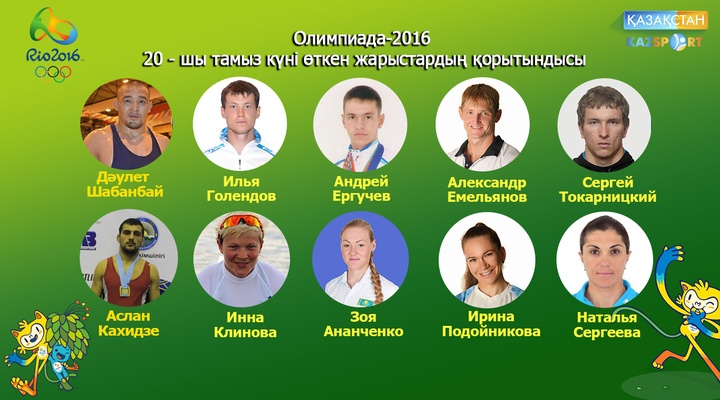 Олимпиада-2016. Тамыздың 20-ы күні өткен жарыстардың қорытындысы