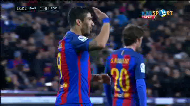 «Барселона» - «Эспаньол»: Луис Суарестің голы - 1:0 (ВИДЕО)
